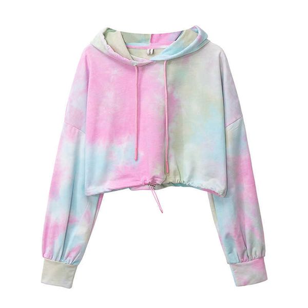 

women hoodie multicolor casual drawstring long sleeve cropped hoodie sweatshirt for spring 210526, Black