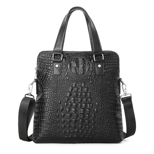 

briefcases men's bag cowhide leather vertical double zipper briefcase handbag business first layer casual shoulder