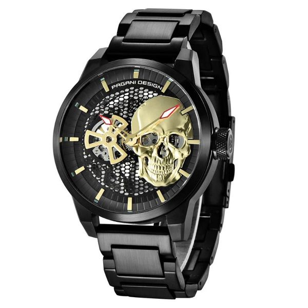 

wristwatches pagani design pd-1665 watch maechanical automatic fashion skull double-sided hollow waterproof, Slivery;brown