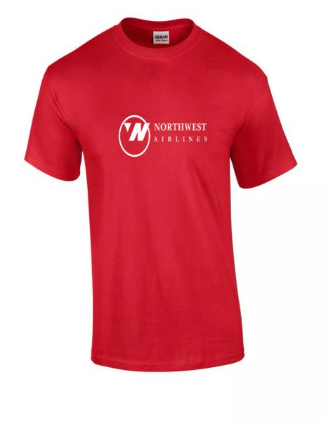 

northwest airlines white retro logo us airline red cotton t-shirt, White;black