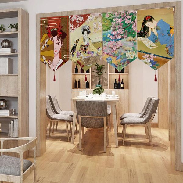 

curtain & drapes japanese kimono lady painting door for kitchen bedroom restaurant decorative custom half triangle hanging curtains
