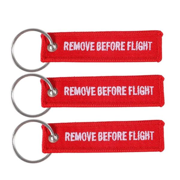 

cords, slings and webbing 3pcs 8x2cm mini red remove before flight keychain for aviation gift promotion christmas gifts key tag embroidery c