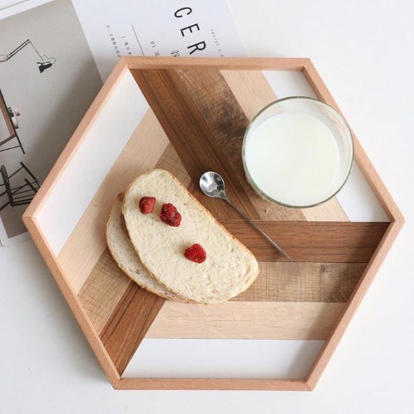 

kitchen storage & organization 3d wooden serving tray decorative hexagonal baking trays wood plate tea server dishes for home