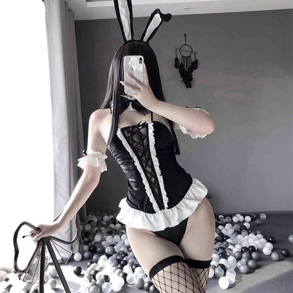 

kawaii bunny girls cosplay costume maid outfit with rabbit ears servant role play disfraz for girls, Red;black