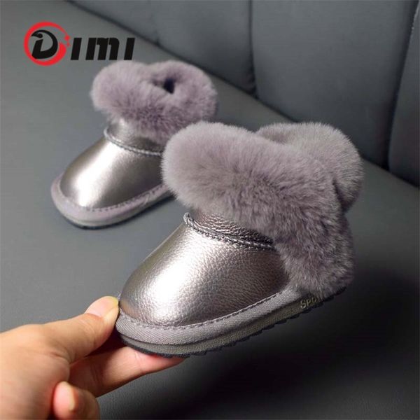 

dimi winter warm baby shoes for boy girl toddler boots soft microfiber leather waterproof non-slip plush infant snow 211022, Black;grey