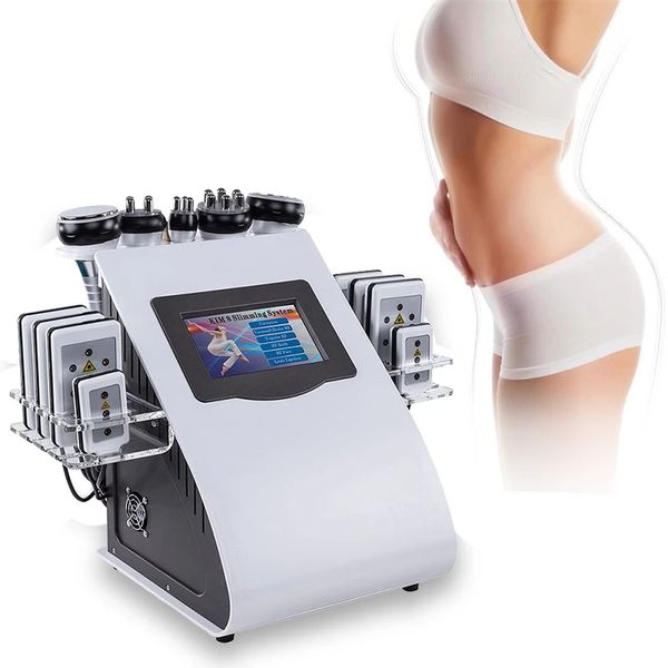 

6 in 1 40k ultrasonic cavitation slimming equipment liposuction 8 pads laser lipo diode vacuum pressotherapy rf skin care s shape body sculp