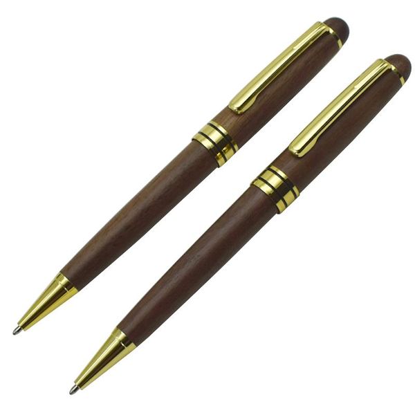 

nature walnut wood ball point pen 0.7mm nib black blue ink wooden ballpoint signature writing roller office school ballpen pens, Blue;orange