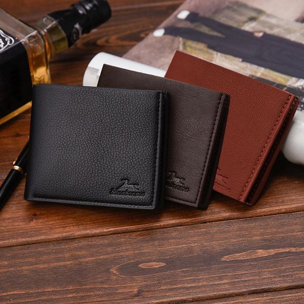 

men wallets solid color vintage open lichee pattern multi card position wallet carteira masculina cartera portemonnee dames, Red;black