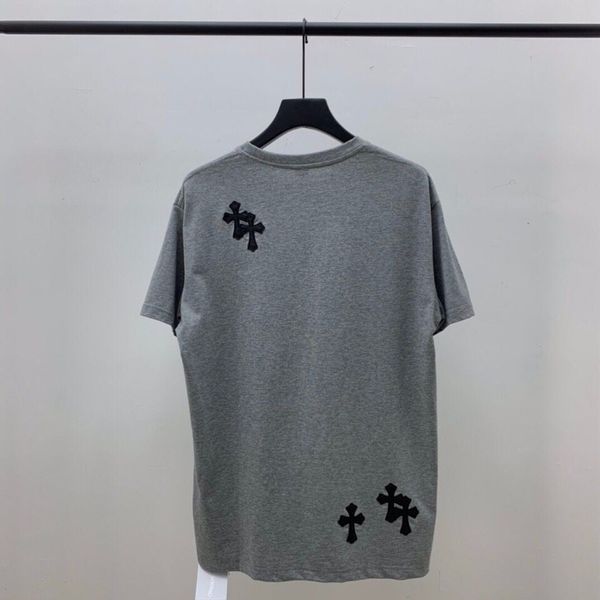 

crosin fashion crosin high brand end 2021 cross new leather embroidery letter loose short sleeve t-shirt men's and wo, White;black