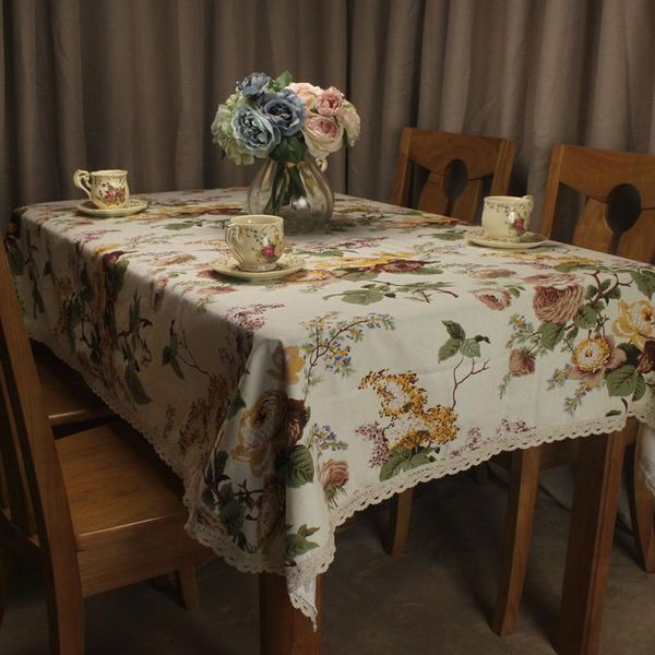 

table cloth curcya beige tablecloth for home kitchen decoration garden flowers 100% cotton cover dinner