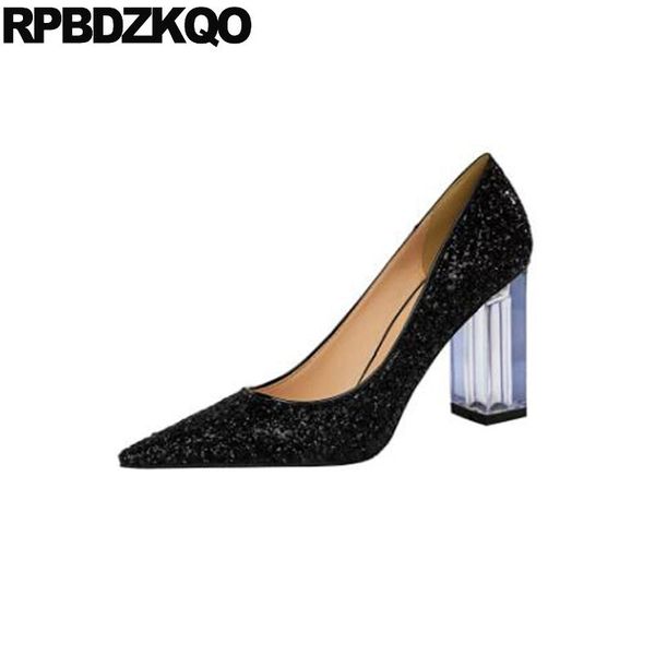 

dress shoes golden women size 4 34 thick pointed toe 11 43 slip on  42 black silver block pumps 2021 plus glitter high heels