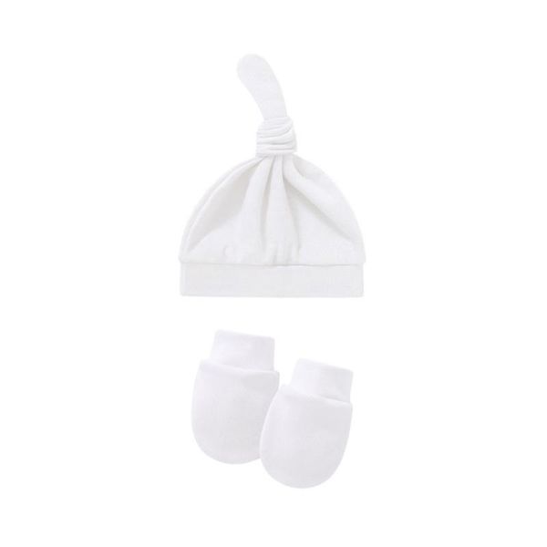 

caps & hats baby anti-scratching gloves knotted hat set born mittens warm beanie cap kit infants shower gifts, Yellow