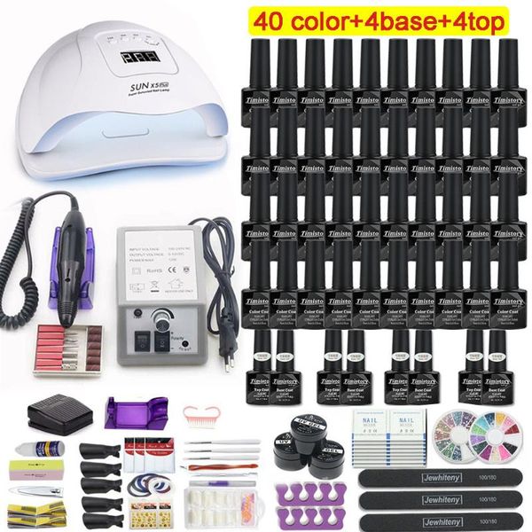 

nail art kits manicure set kit with 40 colors gel polish professional tools decoration drill machine lamp full