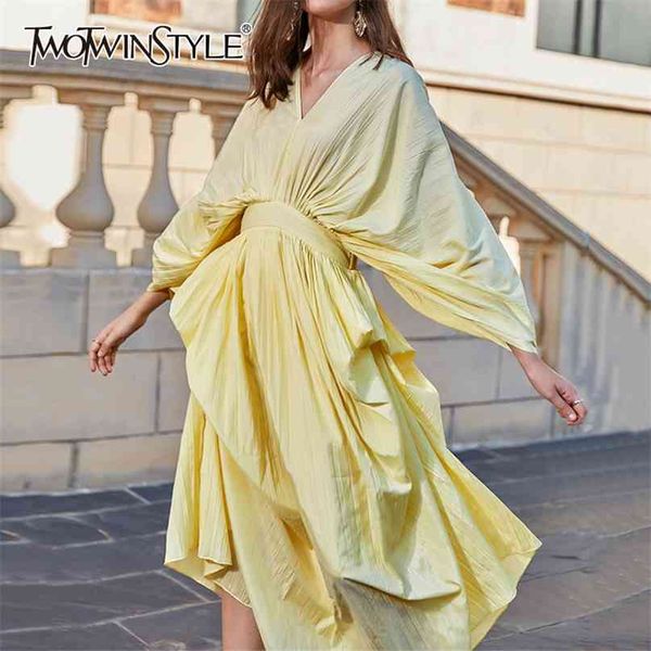 

casual dresses female v neck lantern long sleeve high waist irregular hem ruched summer dress women fashion clothes 210520, Black;gray