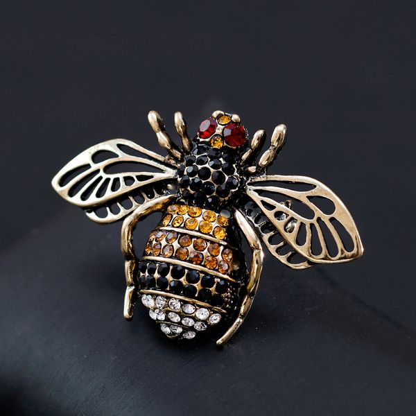 

fashion rhinestone yellow pueple cute bee insect brooches vintage enamel brooch lapel pin for women statement jewelry wholesaledio chan cont, Gray