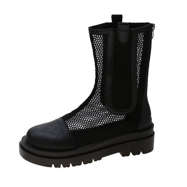 

boots white breathable women's 2021 summer thin mesh hollow cool chimney, Black