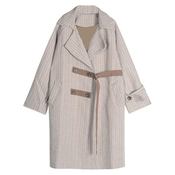 

women's wool & blends 2021 coats spring autumn overcoats winter thick warm female long trendy plus size lady windbreaker m91, Black