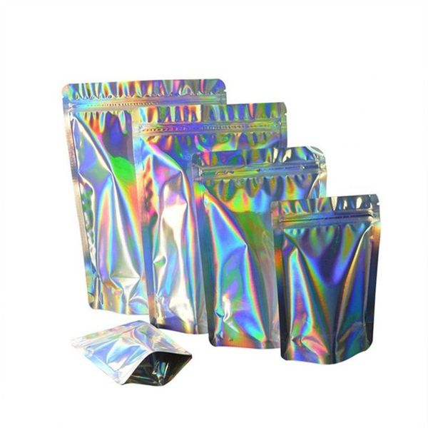

up zip lock bag self stand seal zipper hologram packaging bag