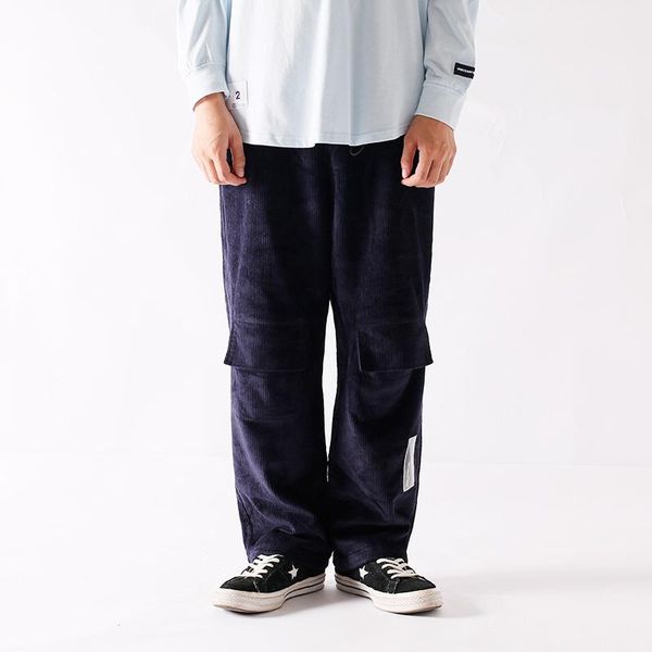

men's pants men casual loose baggy corduroy, Black