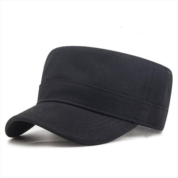 

design customized plain cap male pure cotton solid color black army flat military hats big size man caps s, Blue;gray
