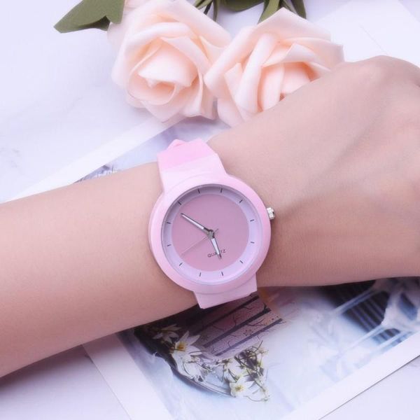 

wristwatches women watch silicone strap casual sports ladies clock quartz movement wristwatch, Slivery;brown