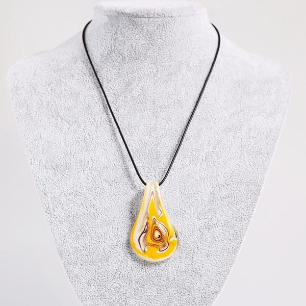 

personality coloured glaze waterdrop big pendant necklaces for women murano glass necklace jewelry, Silver