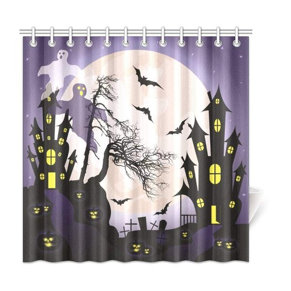 

xiucoo halloween pumpkins moon bat home bath decor polyester fabric shower curtain bathroom sets 72 x 72 inches