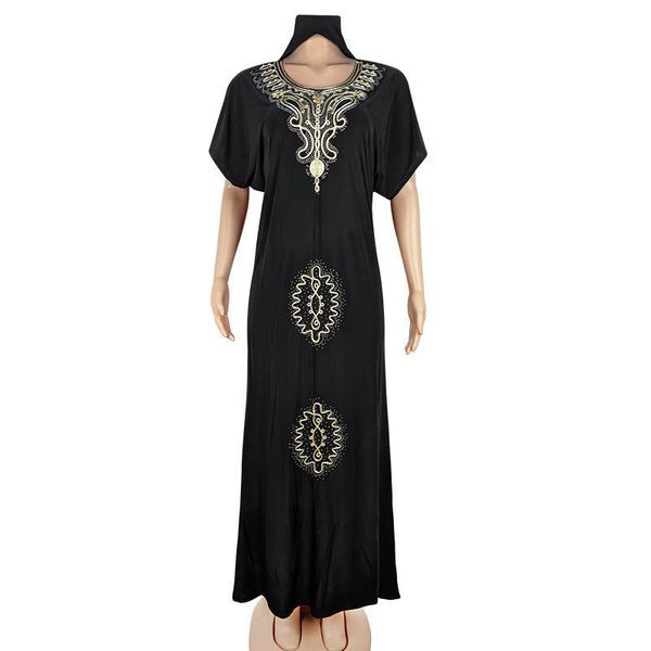 

ethnic clothing african black long dress short sleeve loose with webbing diamonds fashion dashiki rich bazin maxi dresses for women, Red