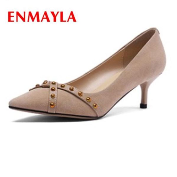 

kid suede pointed toe casual thin heels shoes woman ladies tacones mujer size 34-39 zyl2278 dress, Black
