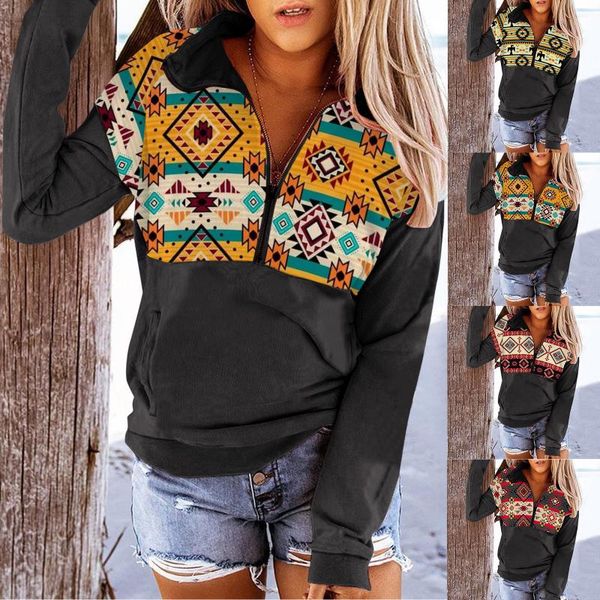 

women's hoodies & sweatshirts sweatshirt pocket long sleeve zipper collar pullover winter fashion casual, Black