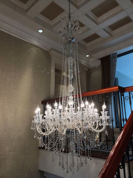 

new design chandeliers large decorative high ceilings living room chrome pendant lamps spiral stair long modern luxury crystal chandelier lu