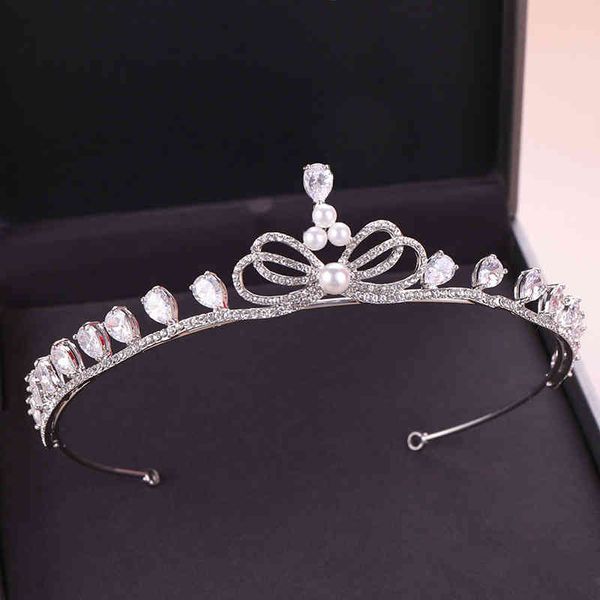 Acessórios de jóias de cabelo de casamento requintado zircão arco nupcial cocar de coroa pérola princesa cristal