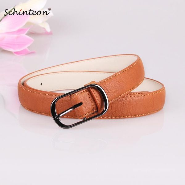 

belts schinteon women fashion faux leather belt black pin buckle strap female waistband simple style, Black;brown