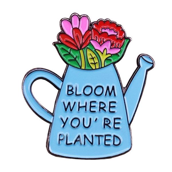 

pins, brooches bloom where you're planted hard enamel pins collect funny plant metal cartoon brooch backpack collar lapel badge fashion, Gray