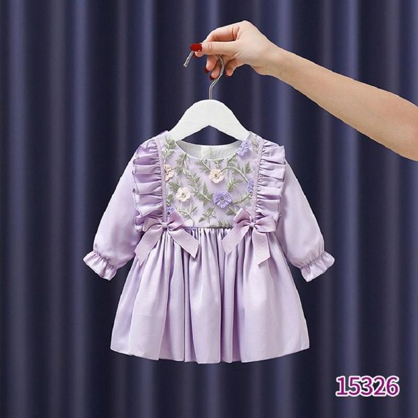

girl's dresses winter 2021 arrivals girls dress long sleeve embroidery floral ruffles bodycon cute streetwear vestidos 18m-6t, Red;yellow