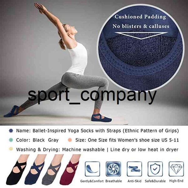 

ladies women bandage yoga socks breathable anti-friction non slip silicone pilates sports dance socks, Black