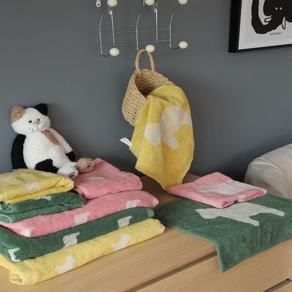 

towel 3pcs set cartoon horse kids children bathroom cloth 70x140+34x34+34x76cm hand face soft absorbent home textile