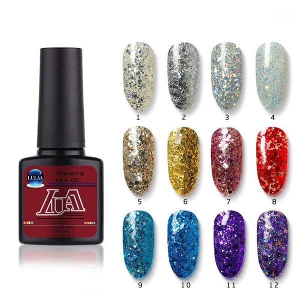 

shining glitter uv gel nail polish sequins varnish manicure diy art lacquer wyt771, Red;pink