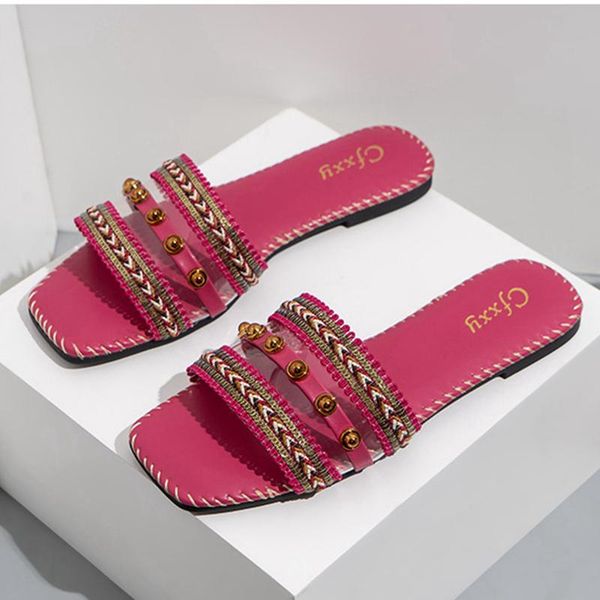 

slippers 2021 fashion embroidered women slipper flat heel casual slip on slide summer outdoor beach flip flops shoes ladies open toe sand, Black