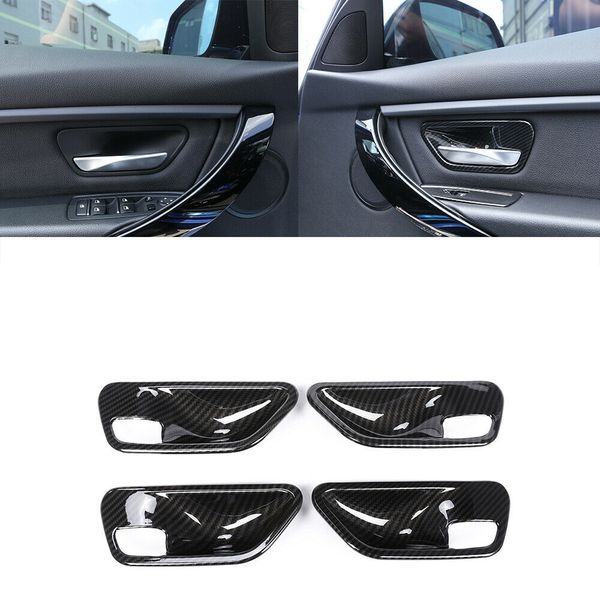 

wholesale 4pcs carbon look interior door handle bowl cover for bmw 3 4 series f30 f34 f36