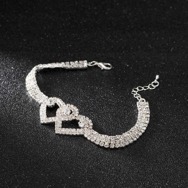 

charm bracelets fashion simple girl jewelry ladies luxury hand super flash rhinestone claw chain bracelet, Golden;silver