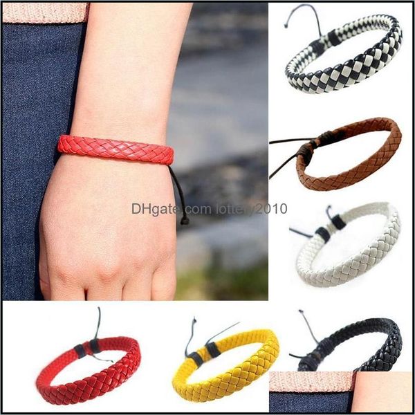 

charm bracelets jewelrysimple braided bracelet pu leather men women punk wristband bangles 8881 drop delivery 2021 s27mx, Golden;silver
