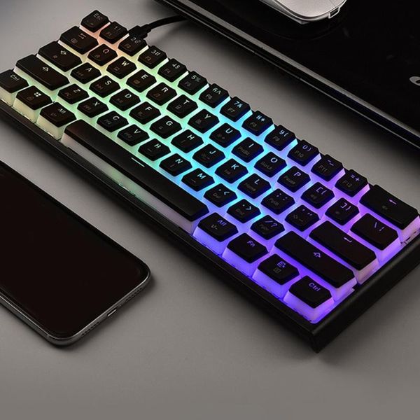 

keyboards 25 61 key mechanical keyboard rgb backlight usb wired game ergonomic suitable for pc gamers