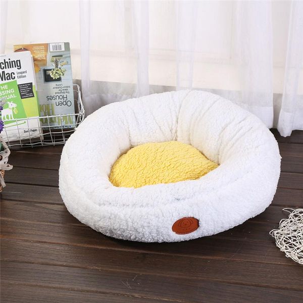 

kennels & pens egg yolk shape soft plush dog bed anti slip botton warm winter puppy cushion mat pet supplies for small large