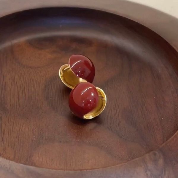 

luxury acacia red bean two wearing earrings 2021 new 925 silver needle fashion temperament versatile minority design earrings