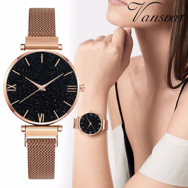 

wristwatches 2021 fashion magnet women watches starry sky luxury ladies watch quartz wristwatch female clock, Slivery;brown