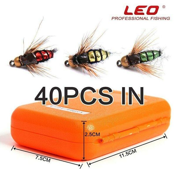

fishing hooks 40pcs/set dry tool box insects flies lure bait artificial insect high carbon steel tackle