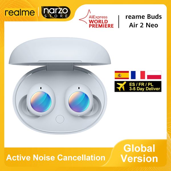 

global version realme buds air 2 neo tws wireless bluetooth earphone active noise cancellation 28hours total playback earphones
