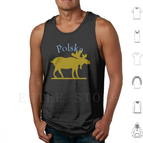 

men' tank polska moose vest sleeveless poland polish deer mammal chic fashion fashionable conservation animals, White;black