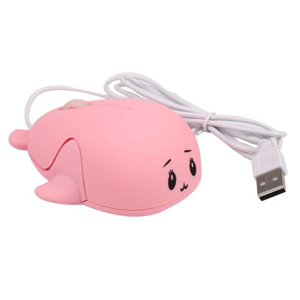 

mice mini mouse 1200 dpi cute dolphin optical wired usb game pc notebook pink plastic